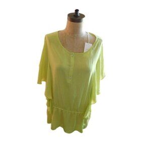 Chico's Size L Large (2)  Lime Flowy Blouse Top NWT